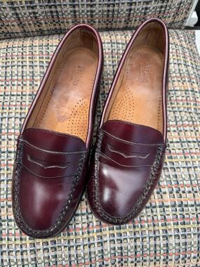 Women's Burgundy Leather Penny Loafers